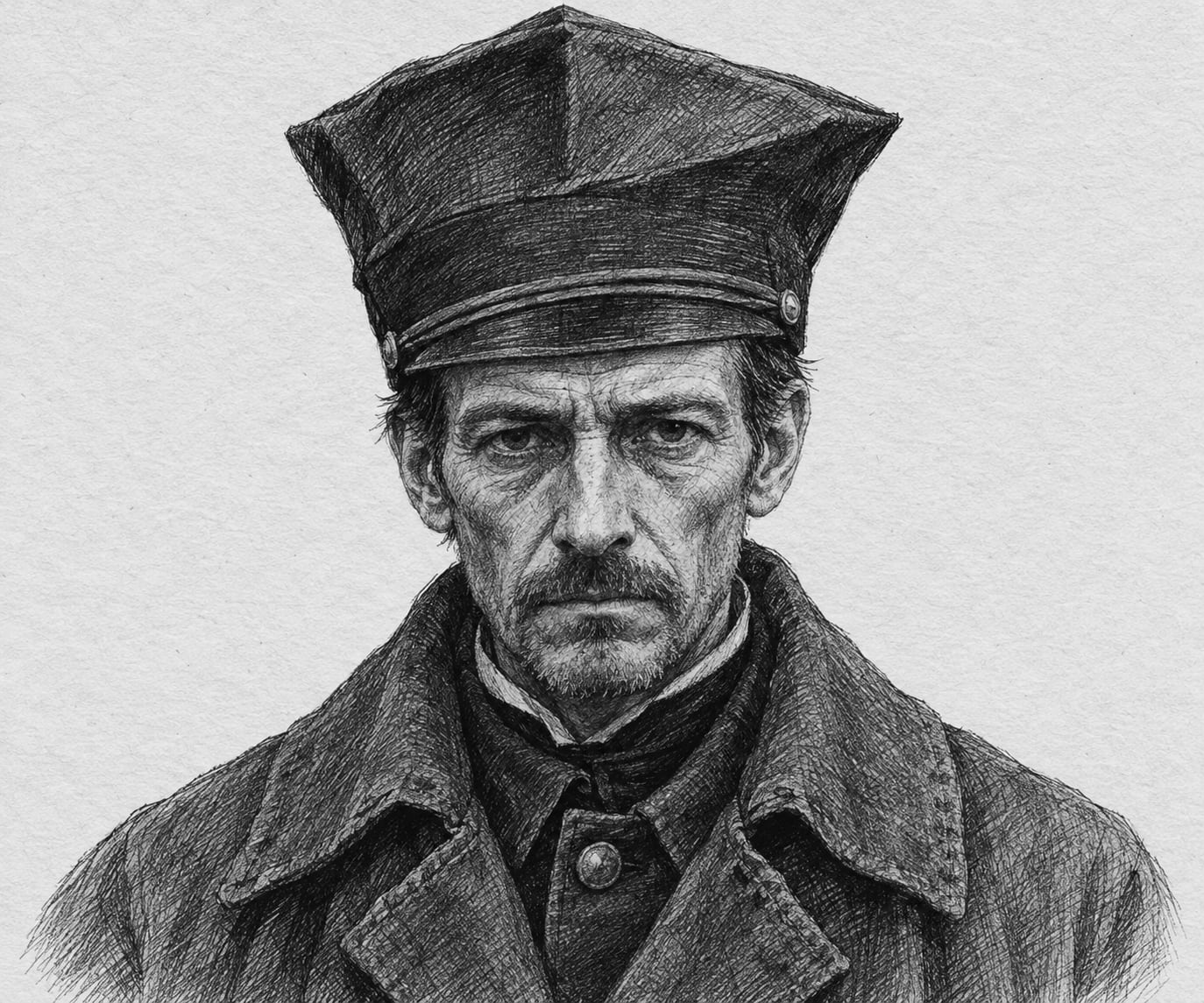 Interpretive black-and-white ink and charcoal head-and-shoulders portrait of Raban Holt, based on the article hero.