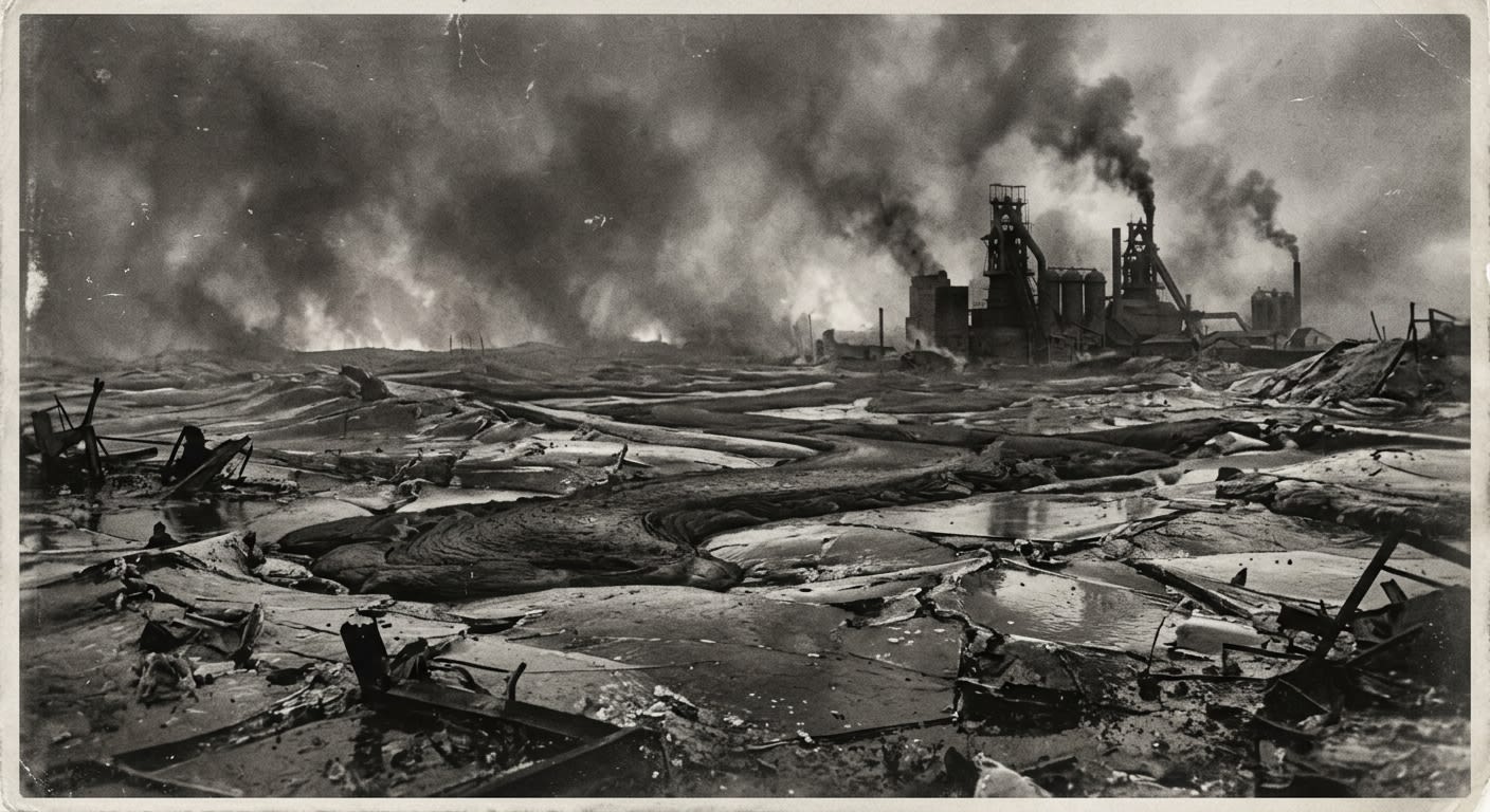 The Iron Wastes of Thrace — slag fields extending to the horizon