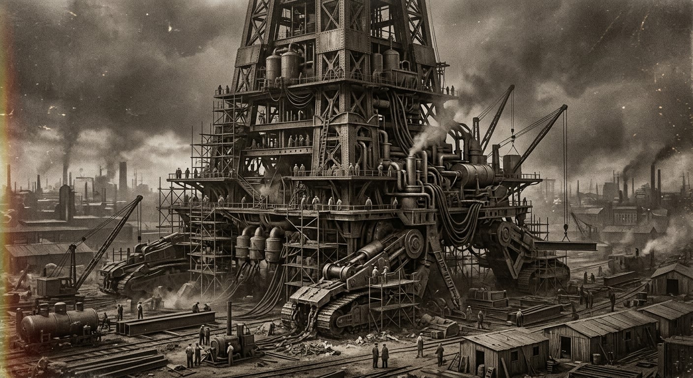 The Spire-Crusher — On Its Construction, If Construction Is the Word, rendered as photograph.