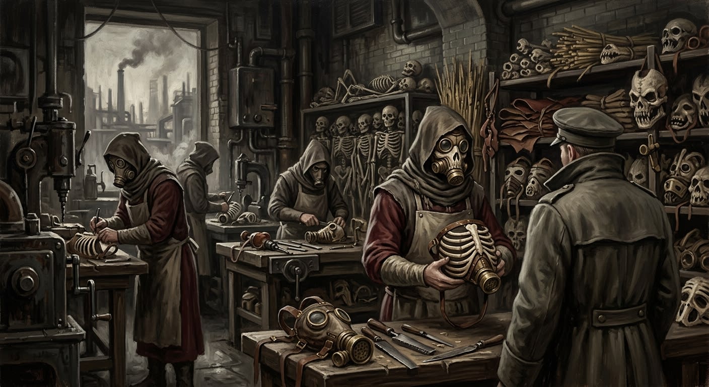 The Bone-Guild of Rib and Reed — The Bone-Guild of Rib and Reed, rendered as oil-painting.