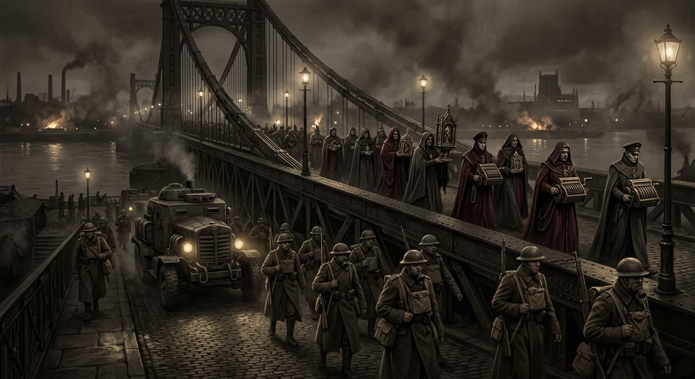 The Night of the Three Bridges — On the Necessity, rendered as photograph.