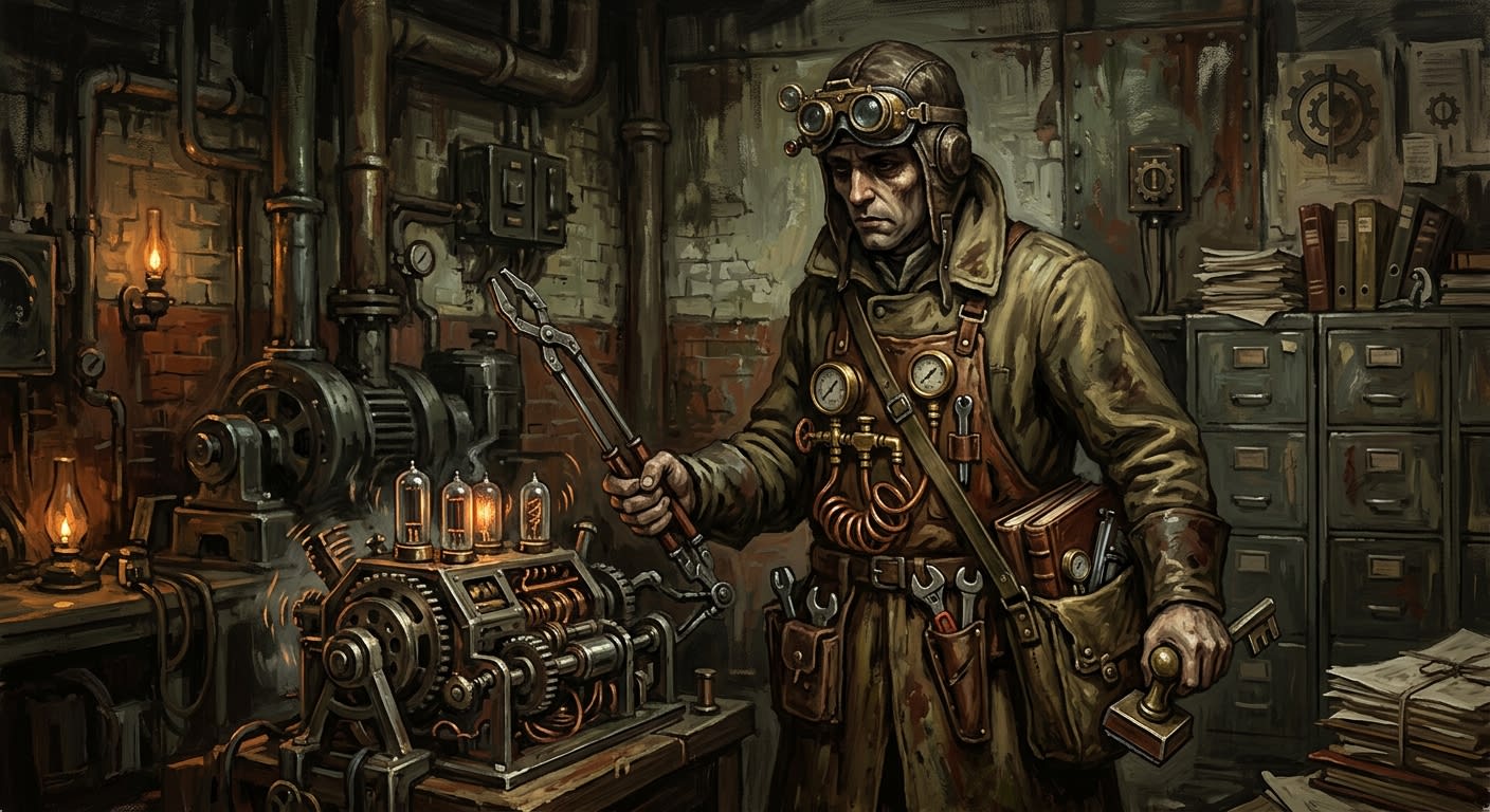 Inquisitor-Mechanic Lux Thane Mire — Inquisitor-Mechanic Lux Thane Mire, rendered as oil-painting.