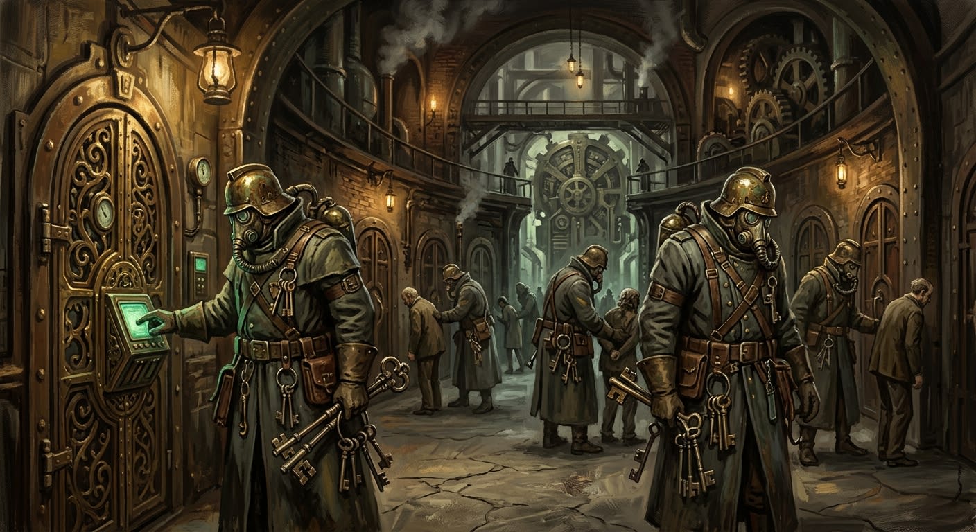The Keymasters — The Keymasters, rendered as oil-painting.
