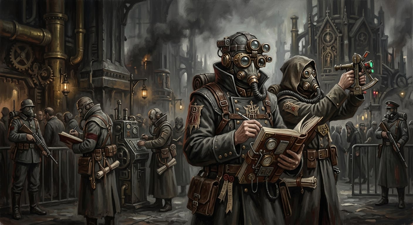 Shrine-Assessors — Shrine-Assessors, rendered as oil-painting.