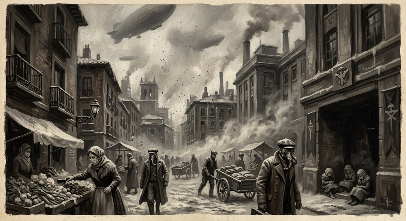 The Ash-Rain of Zaragoza — The Ash-Rain of Zaragoza, rendered as oil-painting.
