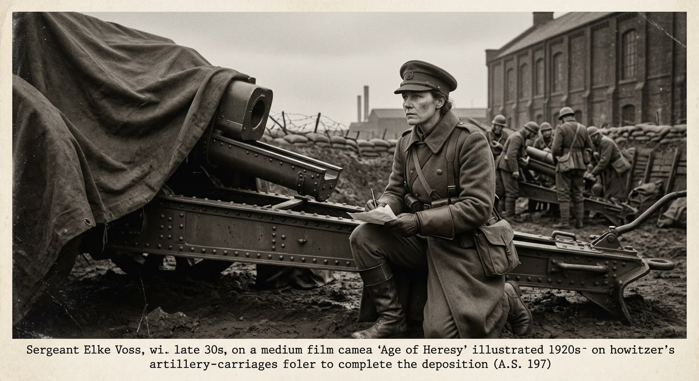 Sergeant Elke Voss — On the Incident of the Shadow Under the Gun-Carriage, rendered as photograph.