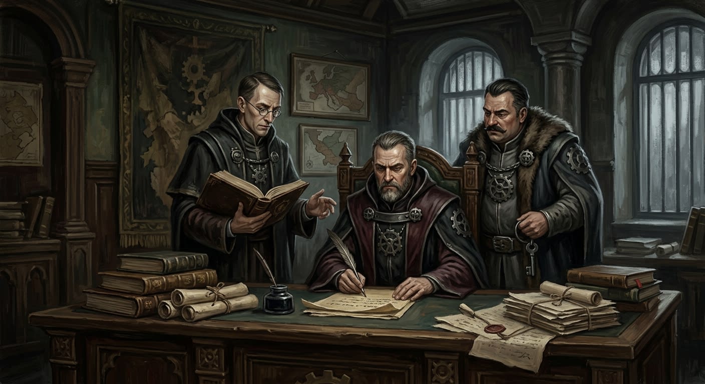 Triumvirate of Public Instruction — Triumvirate of Public Instruction, rendered as oil-painting.