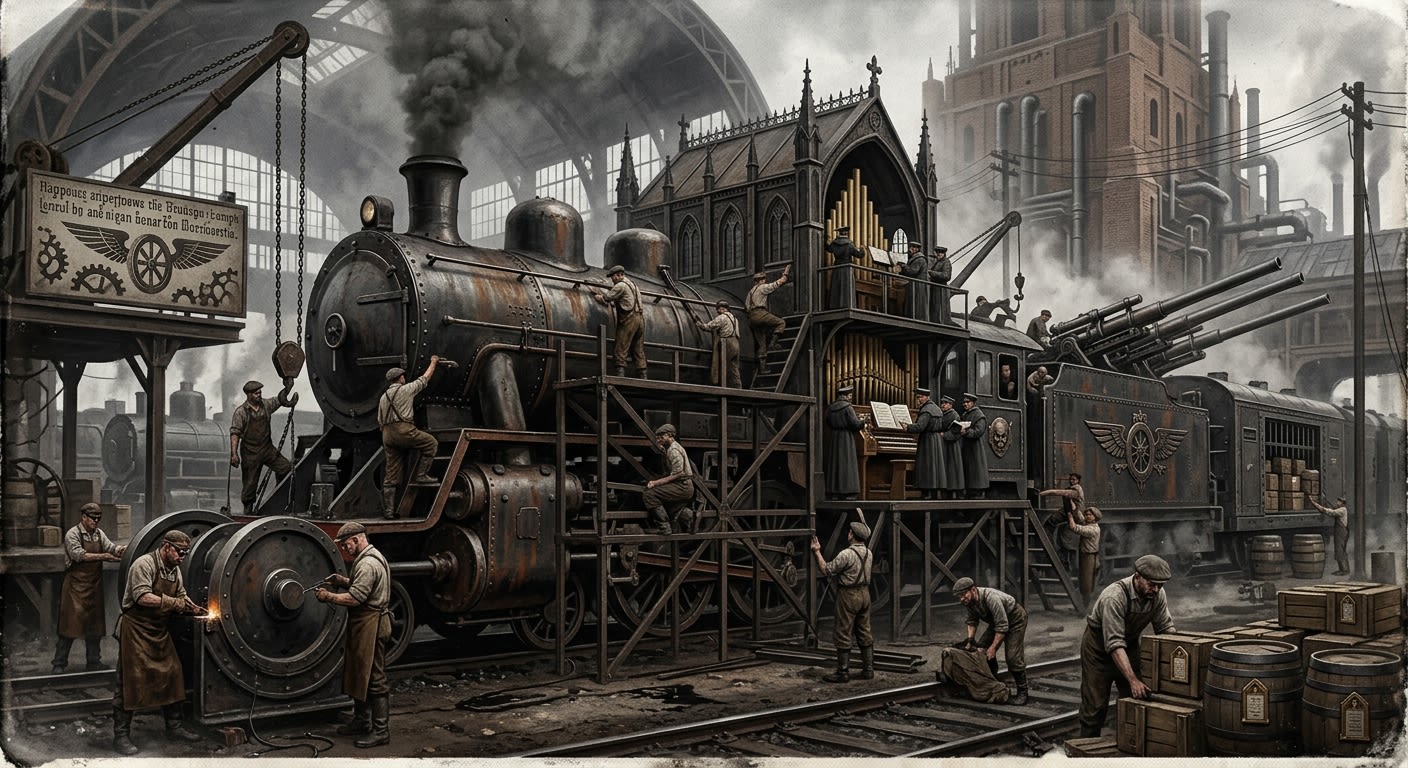 Sepulcher Locomotive — On Construction and Appetite, rendered as photograph.