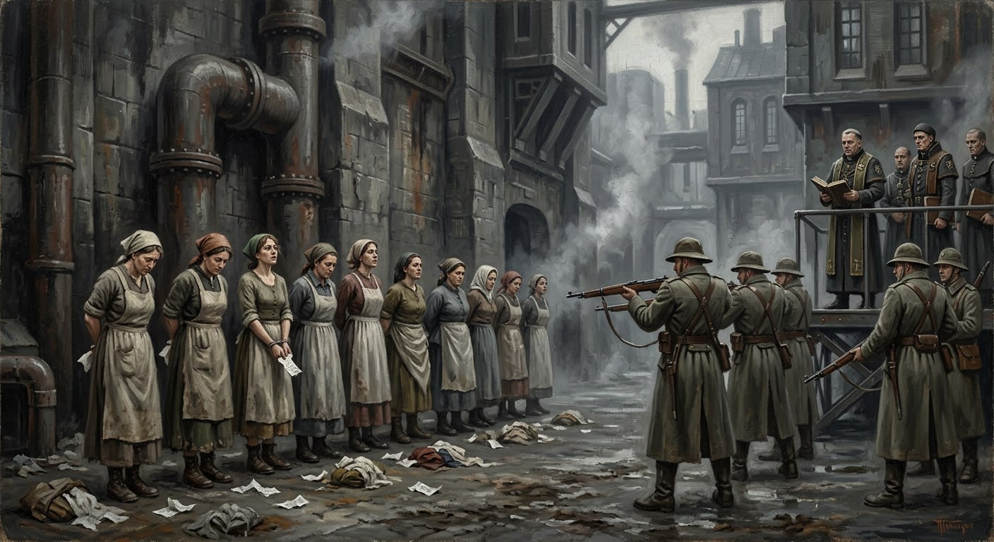 Eleven Laundry-Women of Candlewick — Eleven Laundry-Women of Candlewick, rendered as oil-painting.