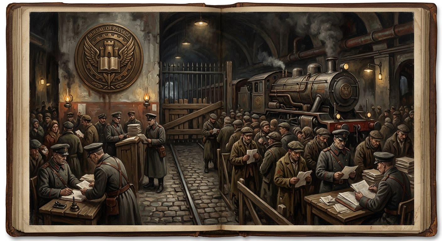 Bureau of Passage — Bureau of Passage, rendered as oil-painting.
