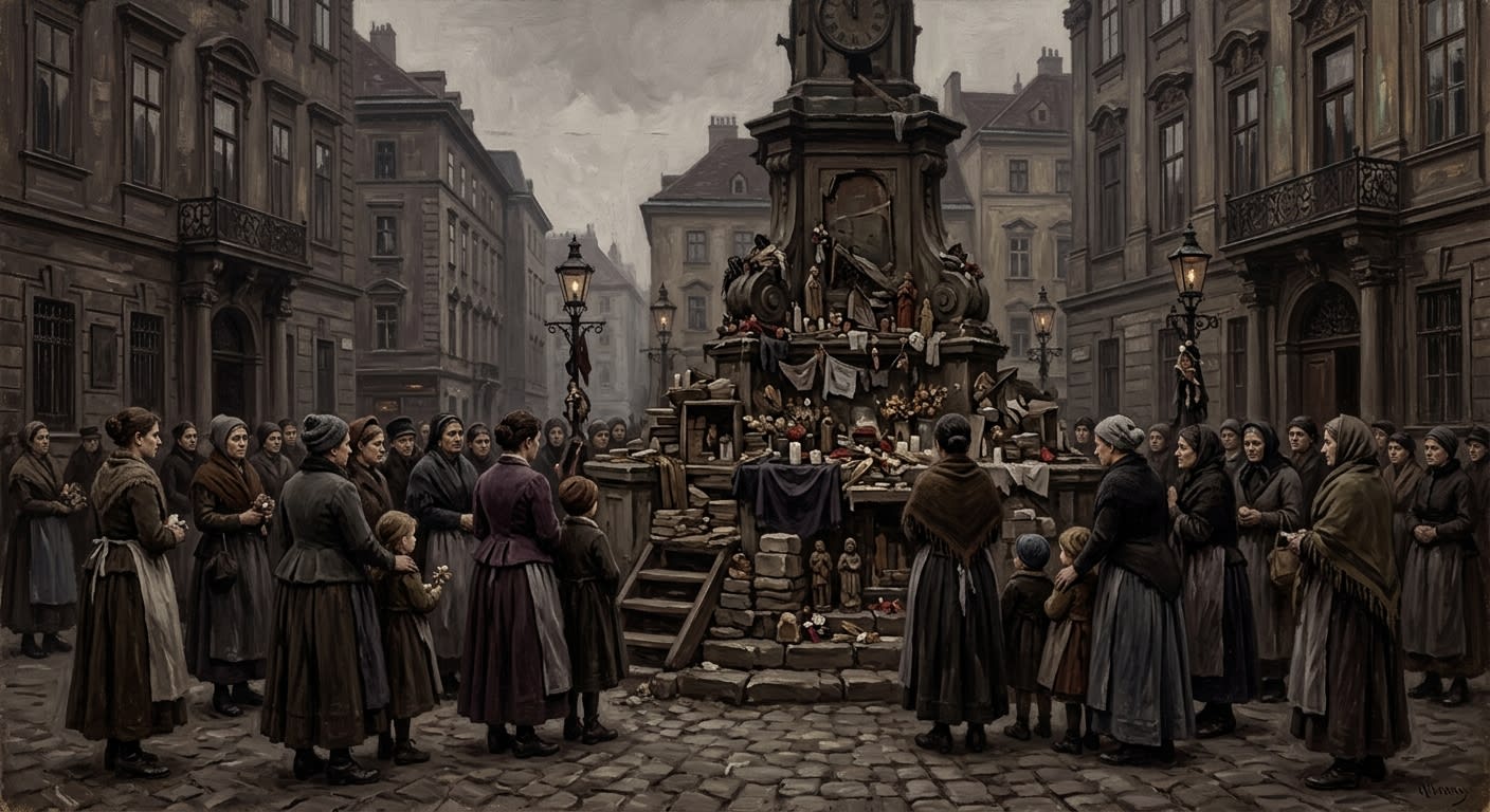 Mothers' Shrine, Judenplatz — Mothers' Shrine, Judenplatz, rendered as oil-painting.