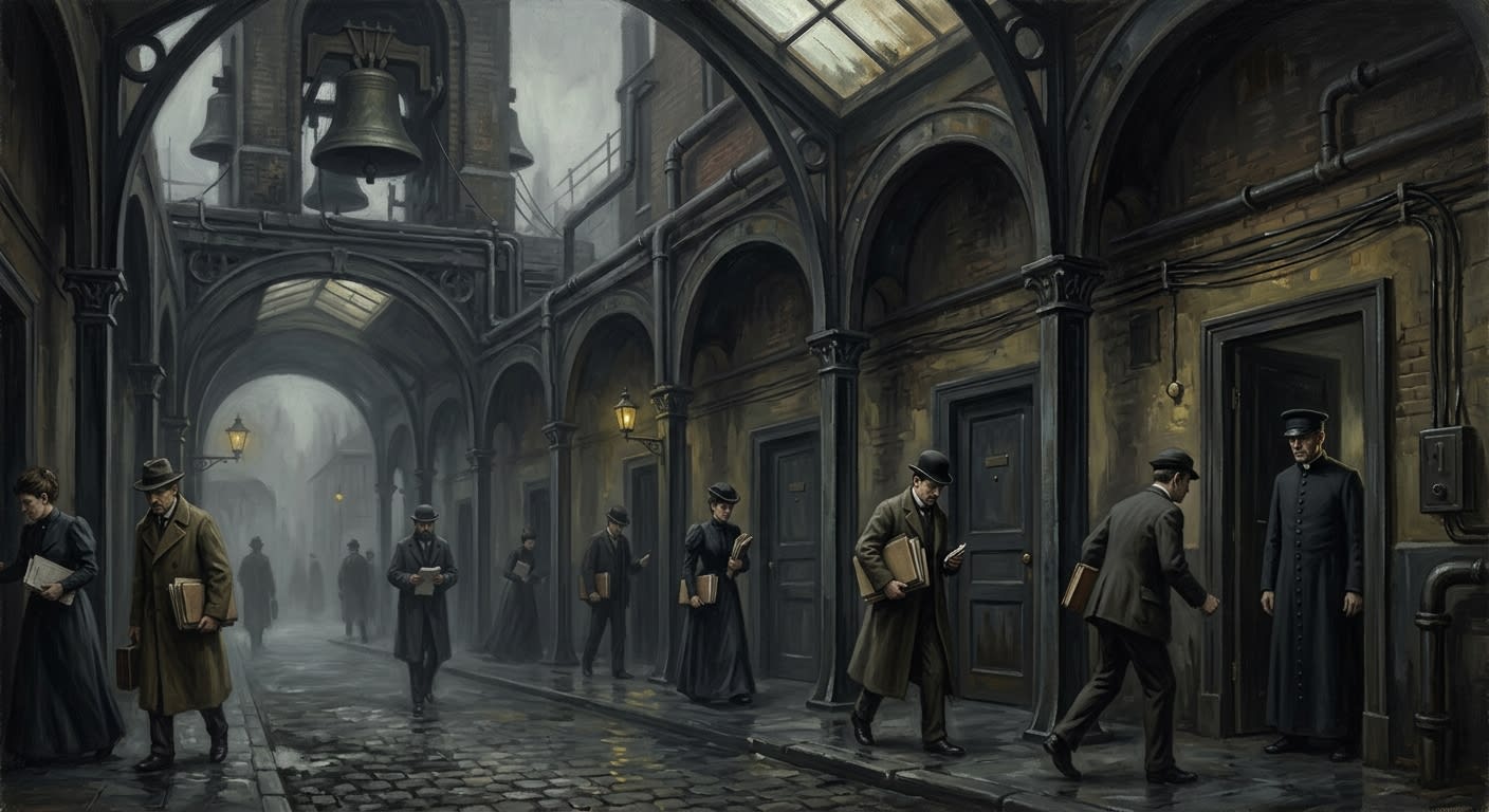 The Silent Colonnade — The Silent Colonnade, rendered as oil-painting.