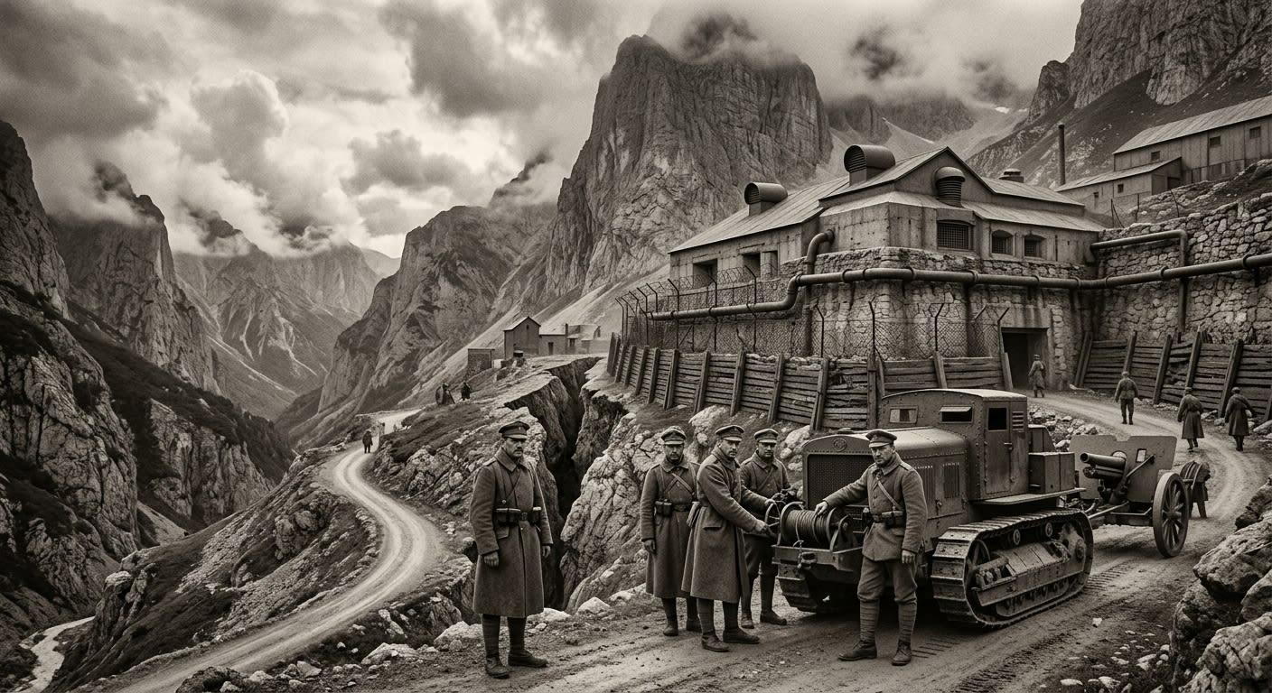 Carpathians — On the Old Road and the Sundering Scar, rendered as photograph.