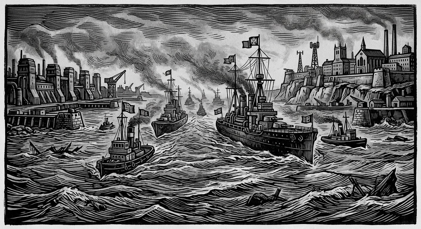 Channel — On Calais, Dover, and the Narrowest Argument, rendered as woodcut.