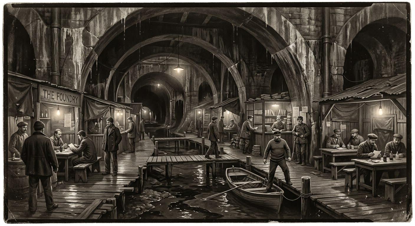 Drowned Row — On the Foundations and the Flood Arches, rendered as photograph.