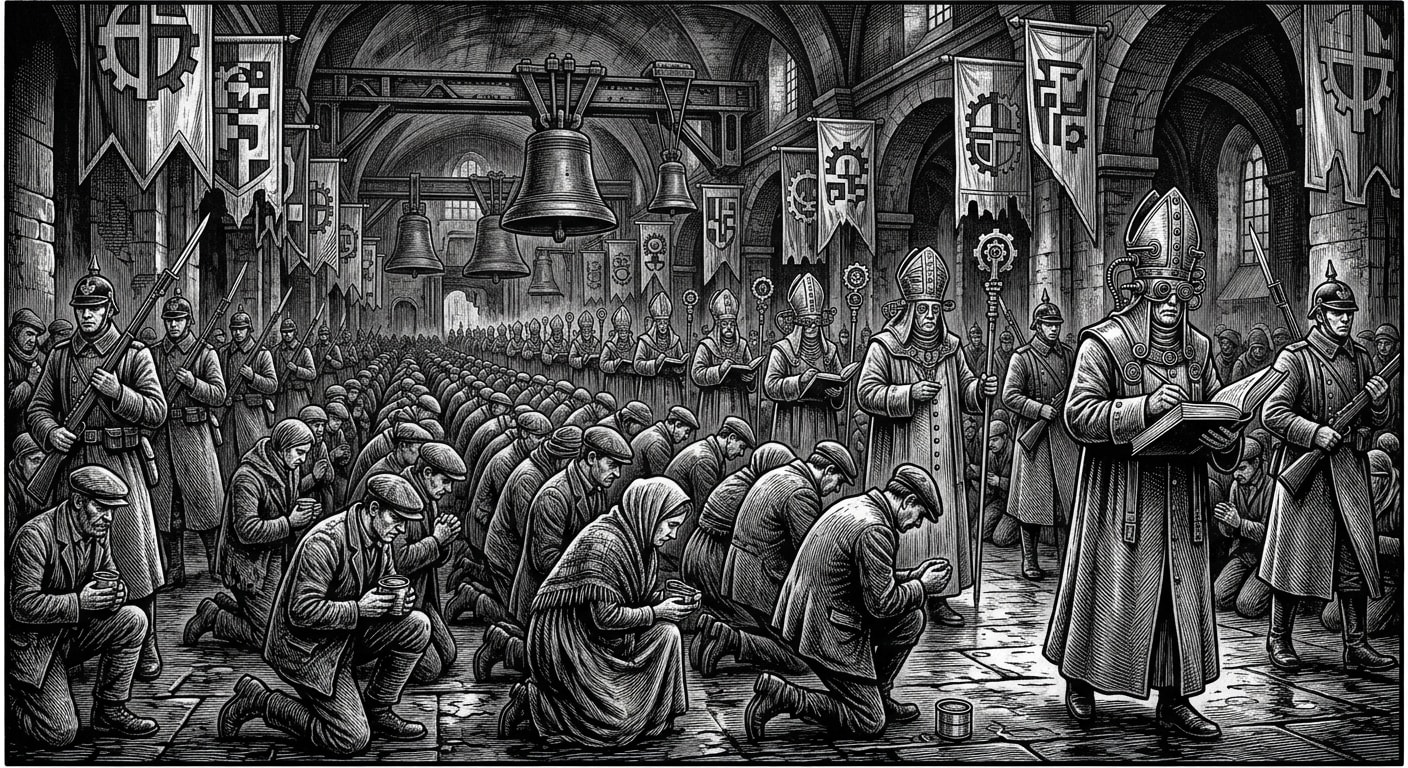 Feast of Doctrinal Submission — On the Rite as Performed, rendered as woodcut.