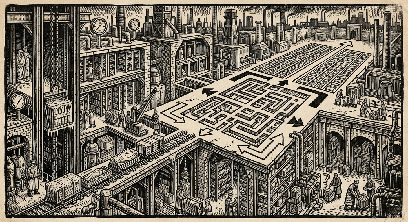 Frost Yards — On the Arrangement of Vaults and Yards, rendered as woodcut.