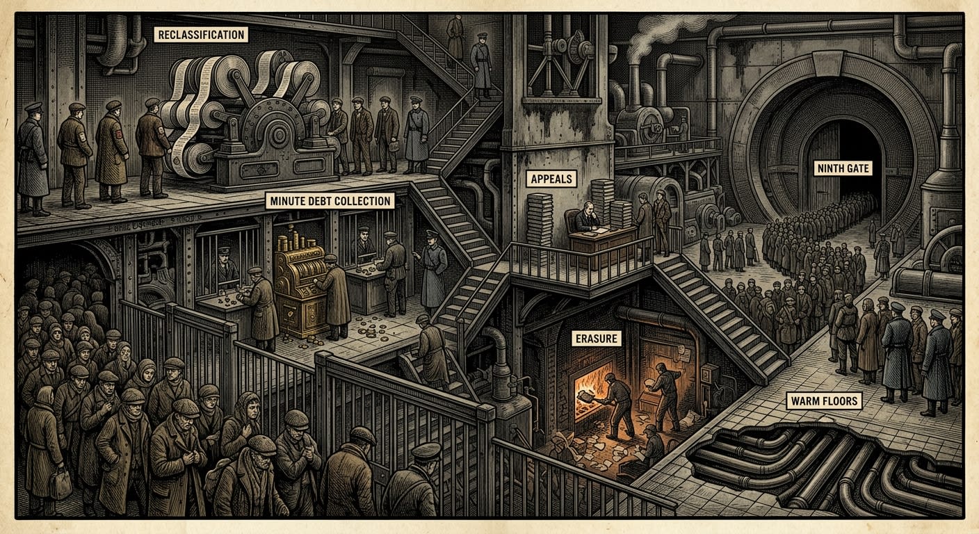 Gate Nine — On the Nine Functions of the Ninth Gate, rendered as woodcut.