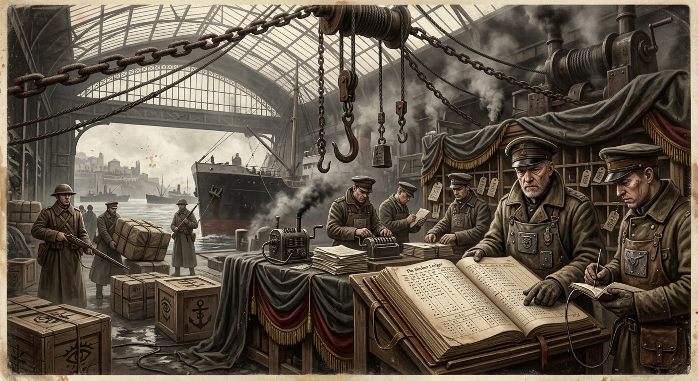 The Harbor Ledger — On the Origins of Passage Accounting, rendered as photograph.