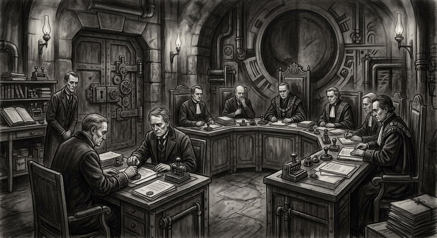 Inner Circle — On Doctrine, Purity, and the First Quarrel, rendered as charcoal.