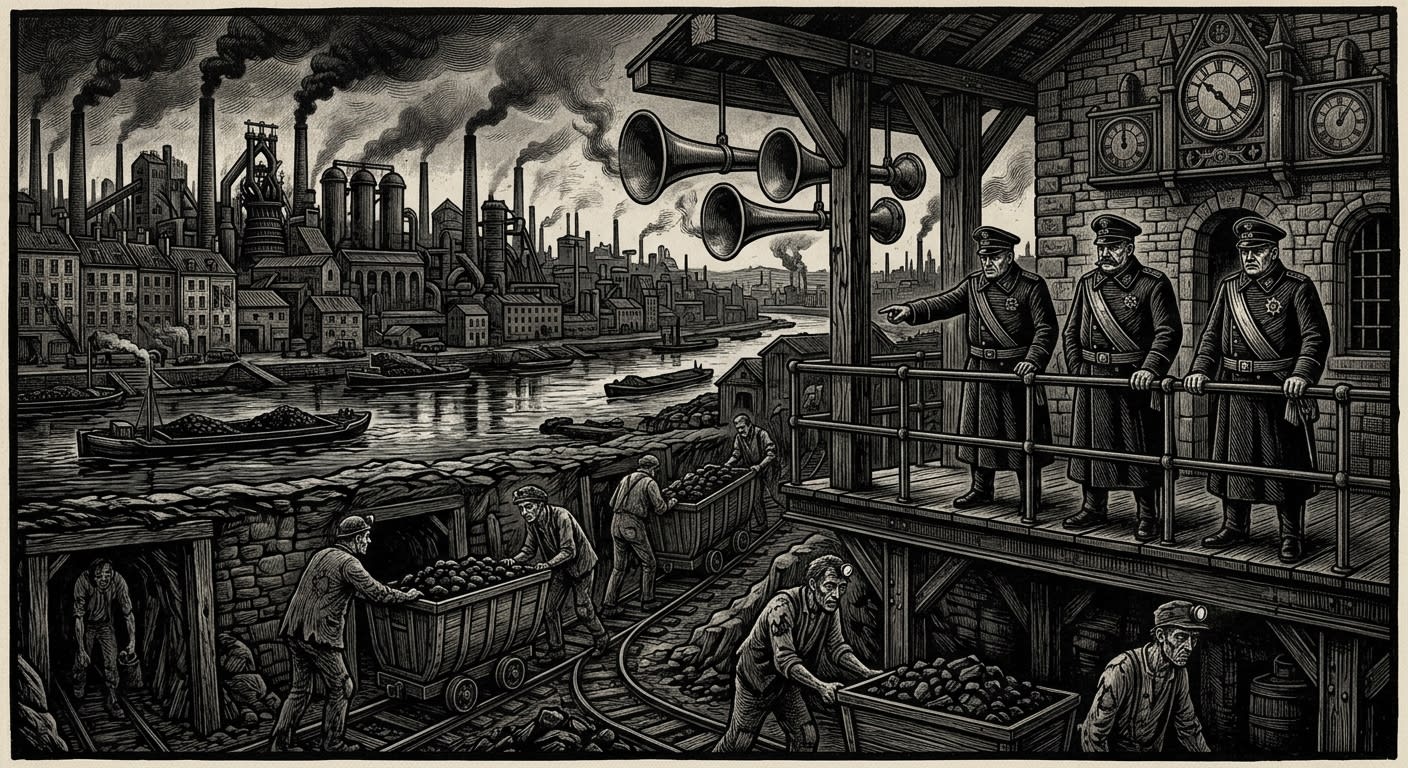 Liège — On the Mines Beneath the Meuse, rendered as woodcut.