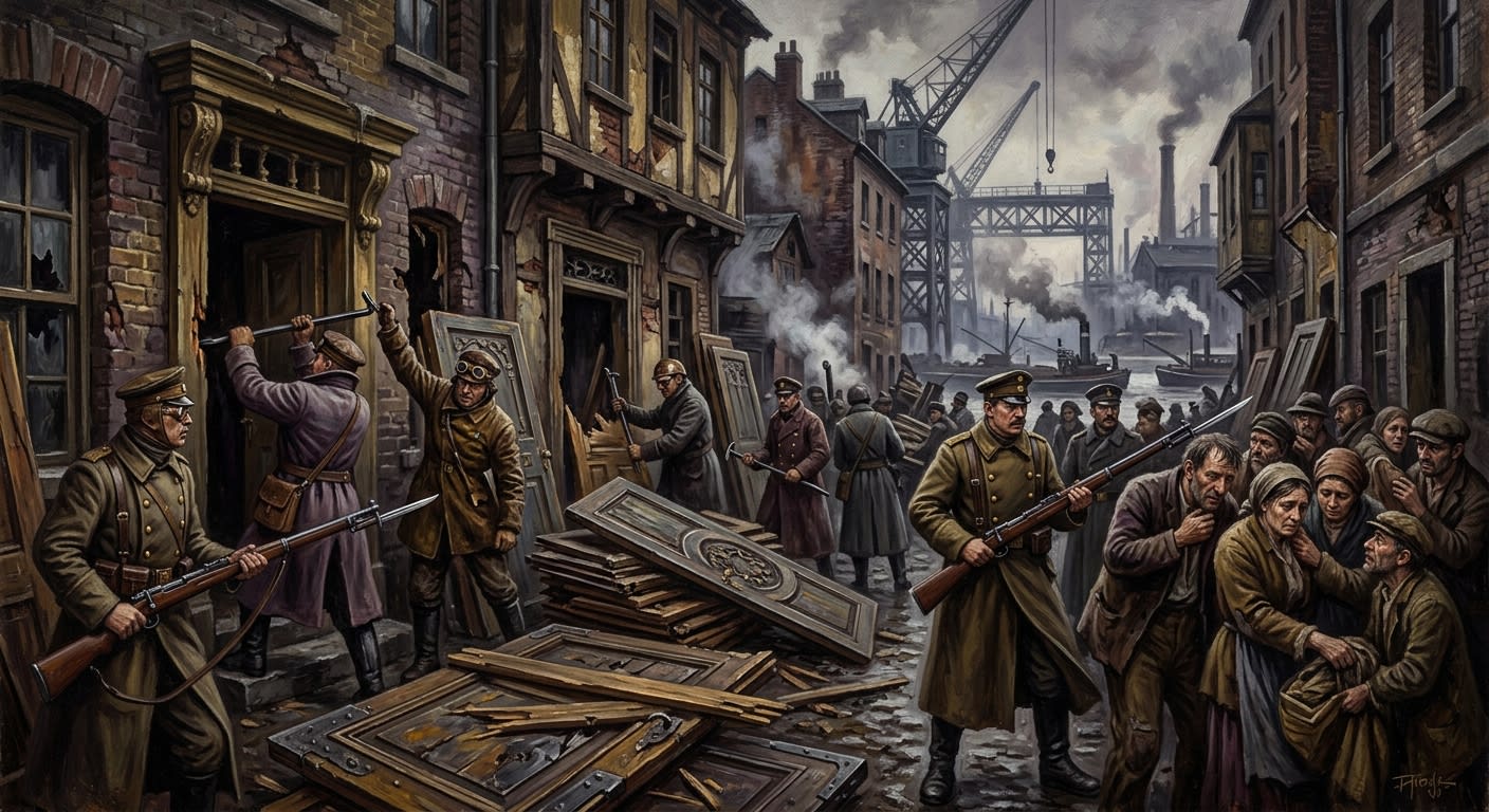 The Lintel Pogroms — The Lintel Pogroms, rendered as oil-painting.