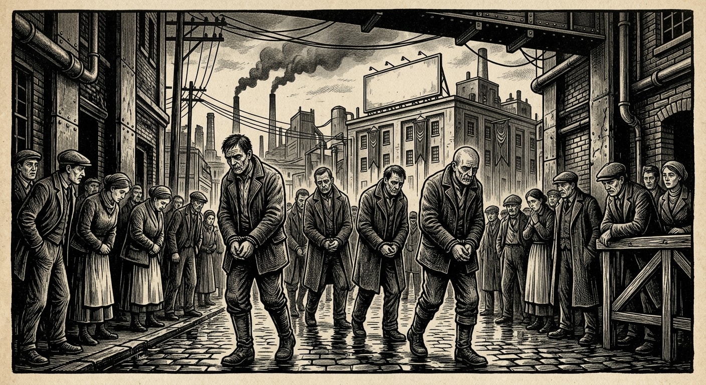 Procession of Silence — On the Grammar of the Cut, rendered as woodcut.