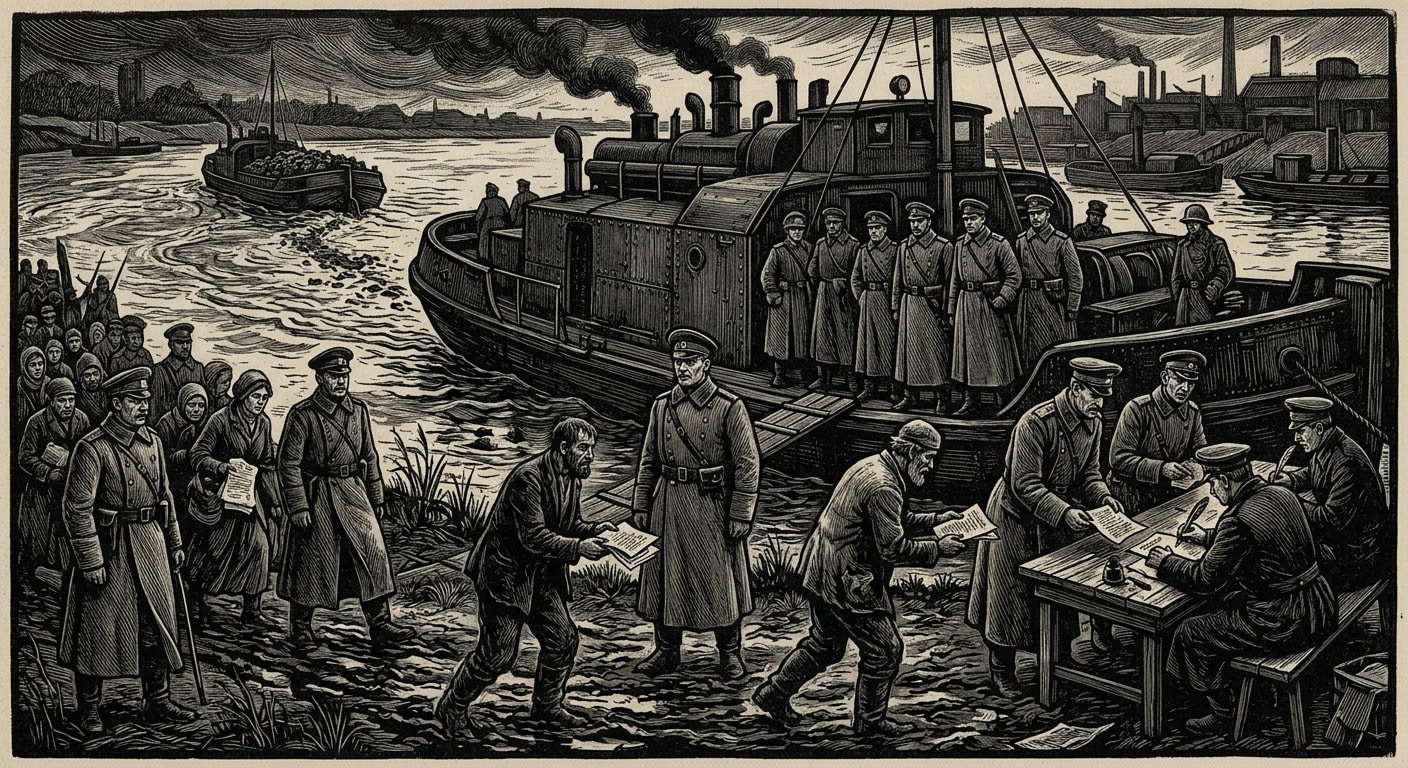 The Rhine — On Silt Week and the Doctrine of Wet Paper, rendered as woodcut.