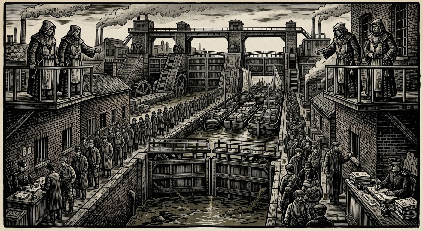 Seal Locks — On Mournwater’s Holy Throat, rendered as woodcut.