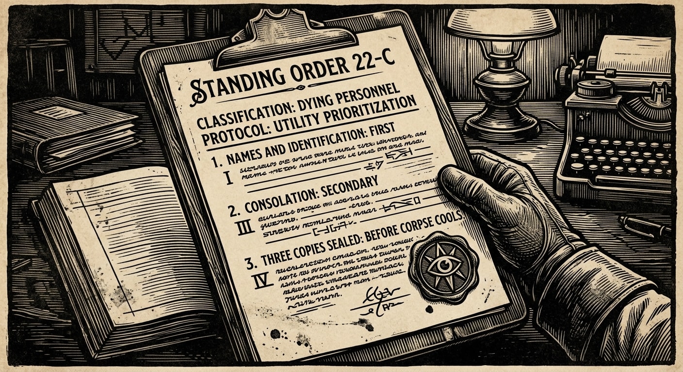 Standing Order 22-C — On the Letter of the Order, rendered as woodcut.