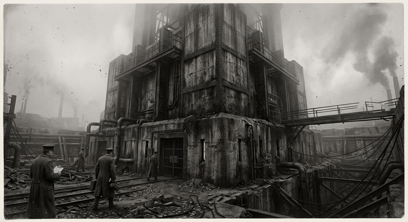 Tower Nine — On the Foundation Under the Cage, rendered as photograph.