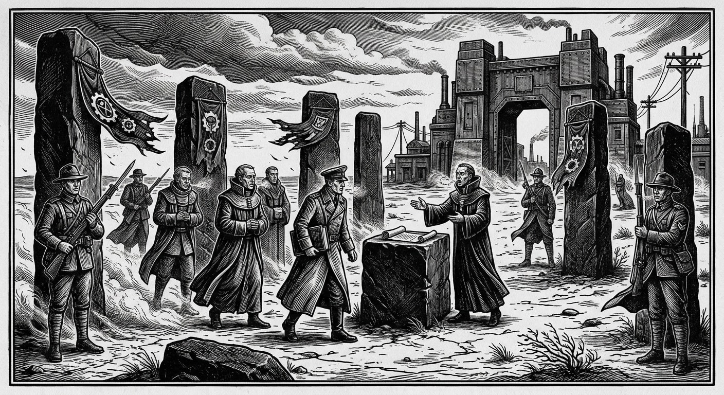Treaty Ring — On the Ground of Court, rendered as woodcut.
