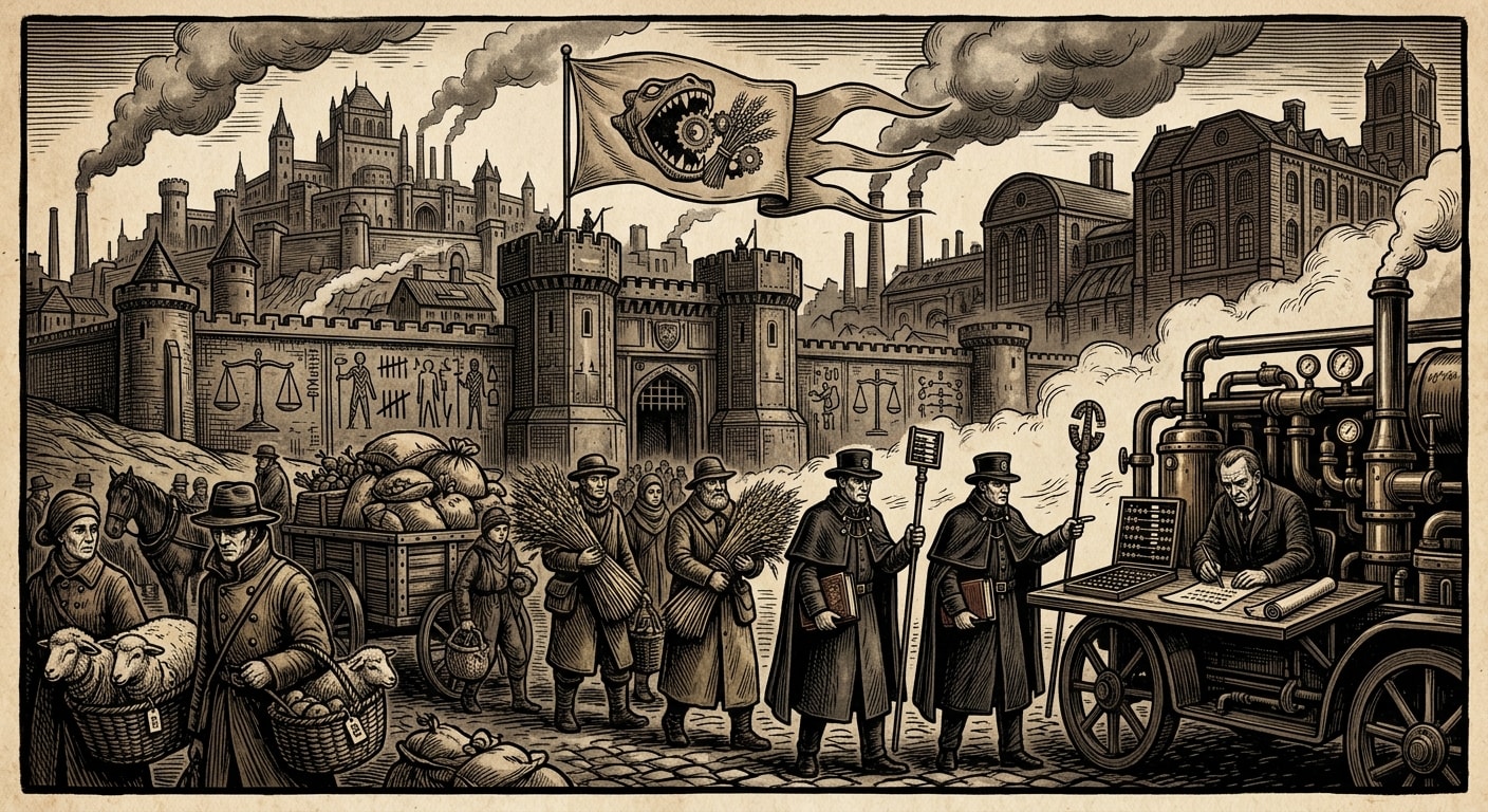 Brașov — On the Week of Gluttony, rendered as woodcut.