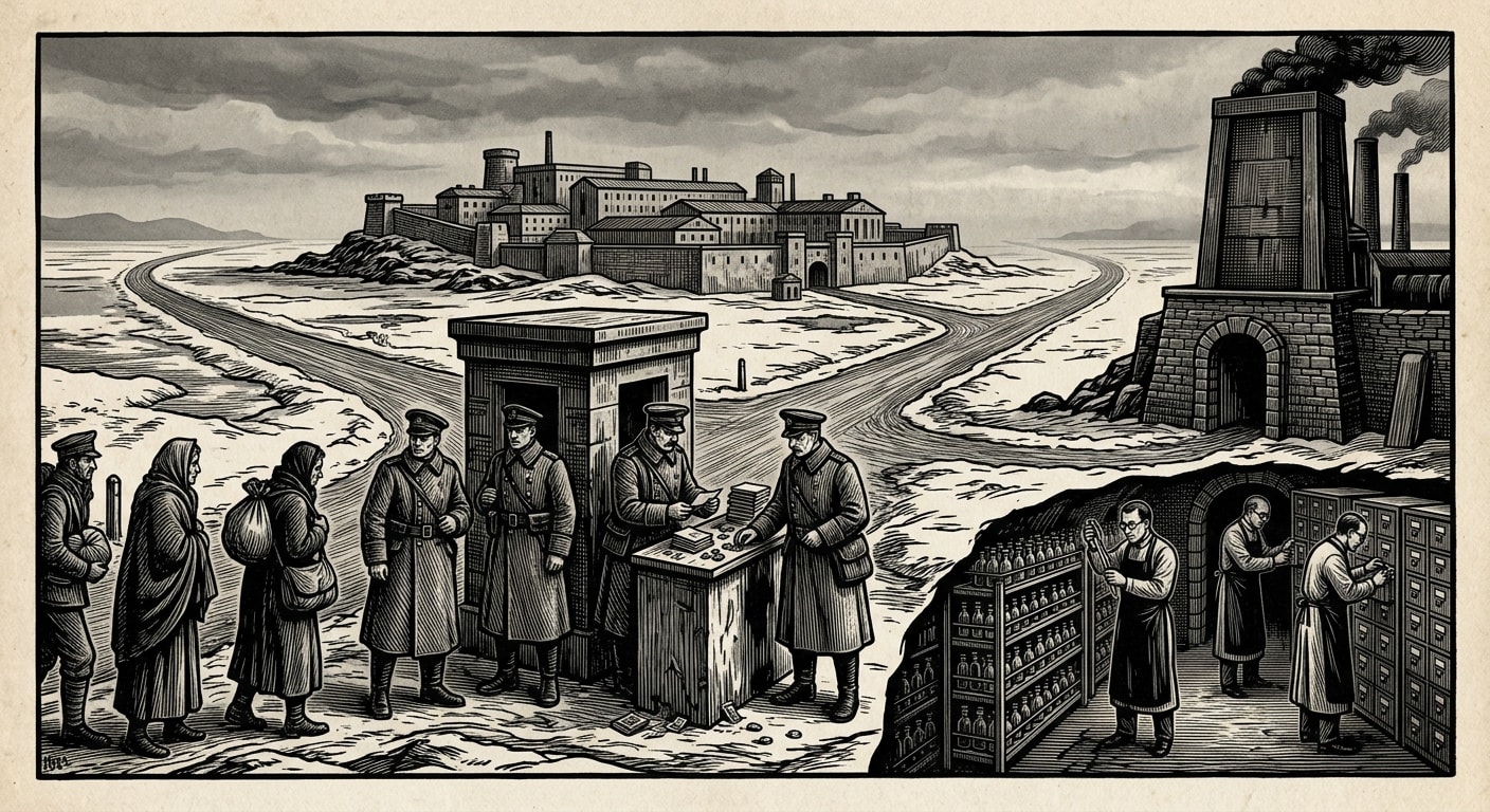 Brine Fork — On the Three Roads and the Seven Demands, rendered as woodcut.