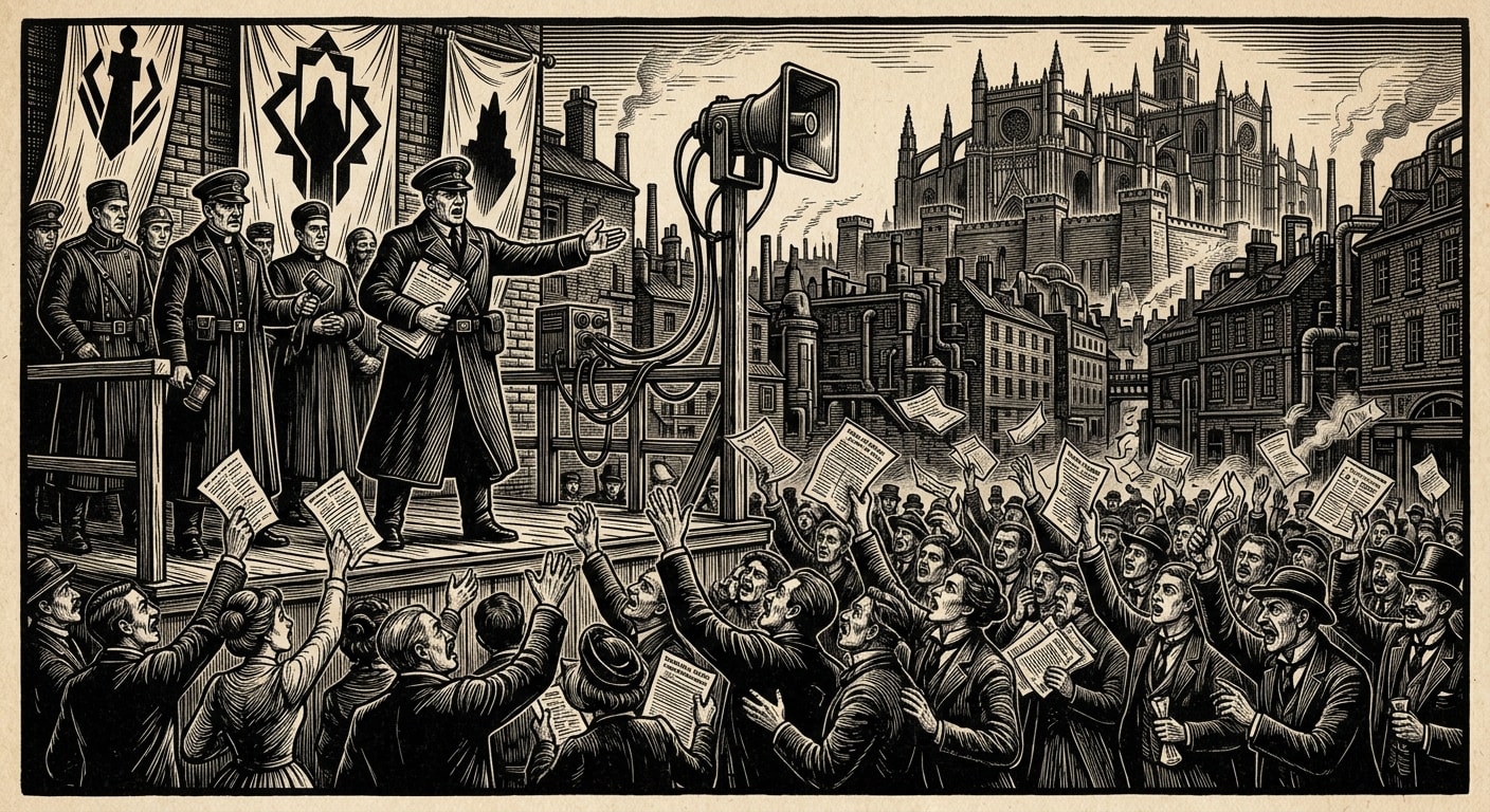 Festival Form 19-M — On Seville Before the Breach, rendered as woodcut.
