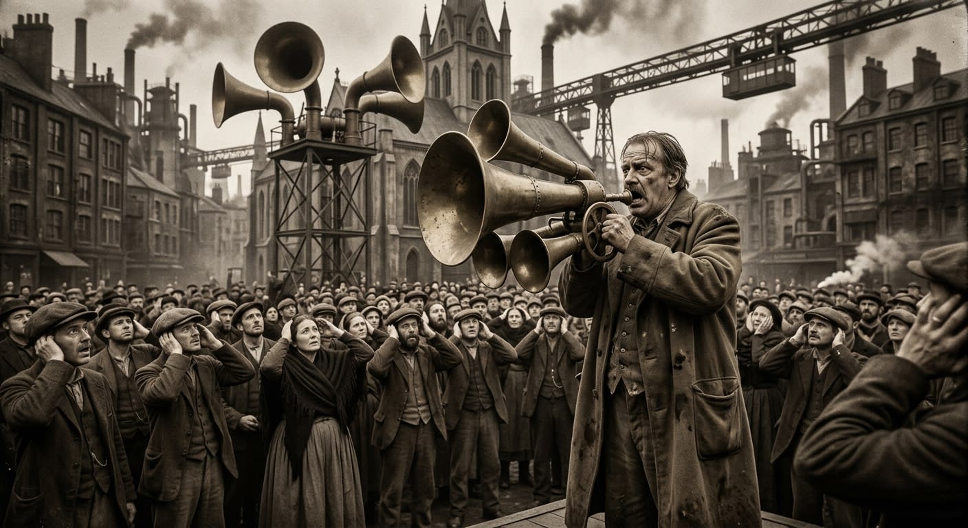 Sermon-horns — On the First Need to Shout, rendered as photograph.
