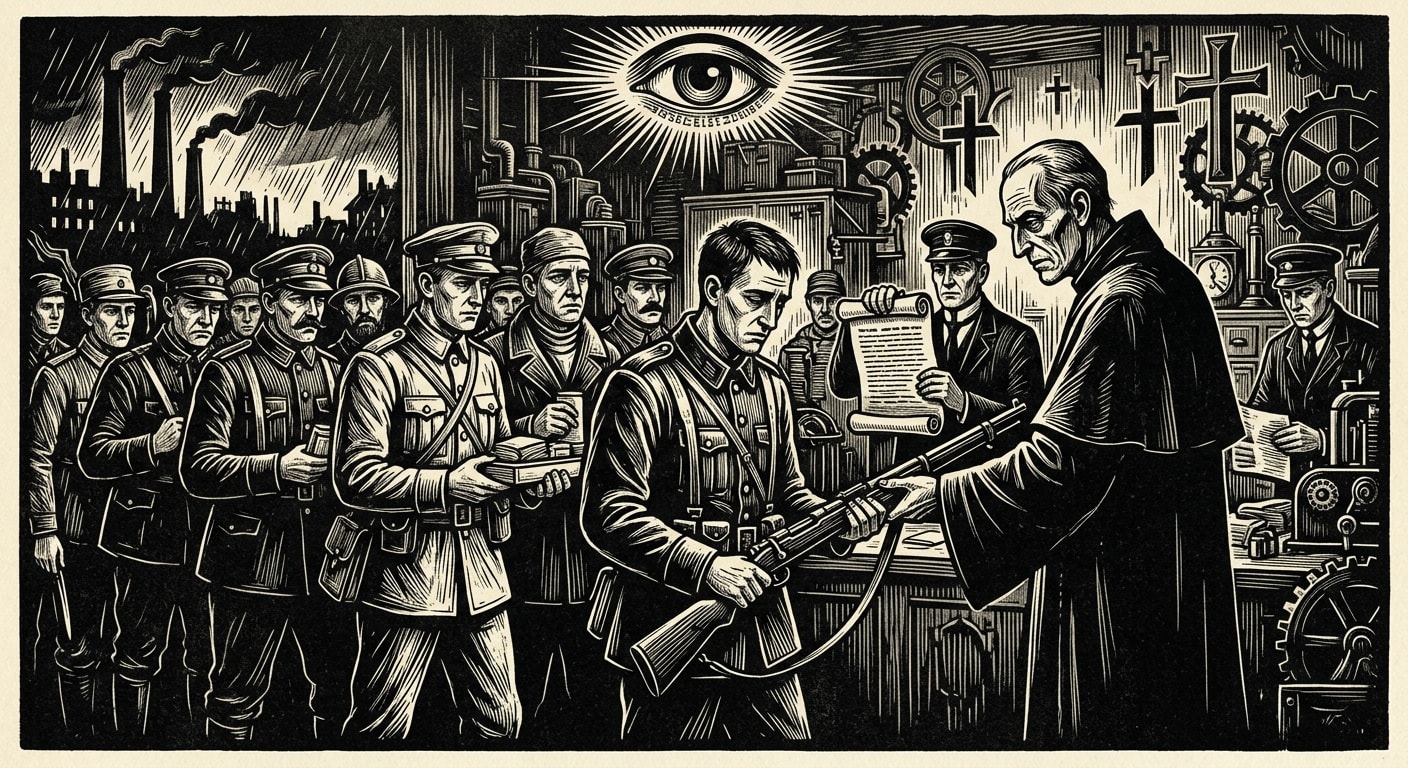 Singleton Doctrine — On Sector Nineteen and the Recited Wound, rendered as woodcut.