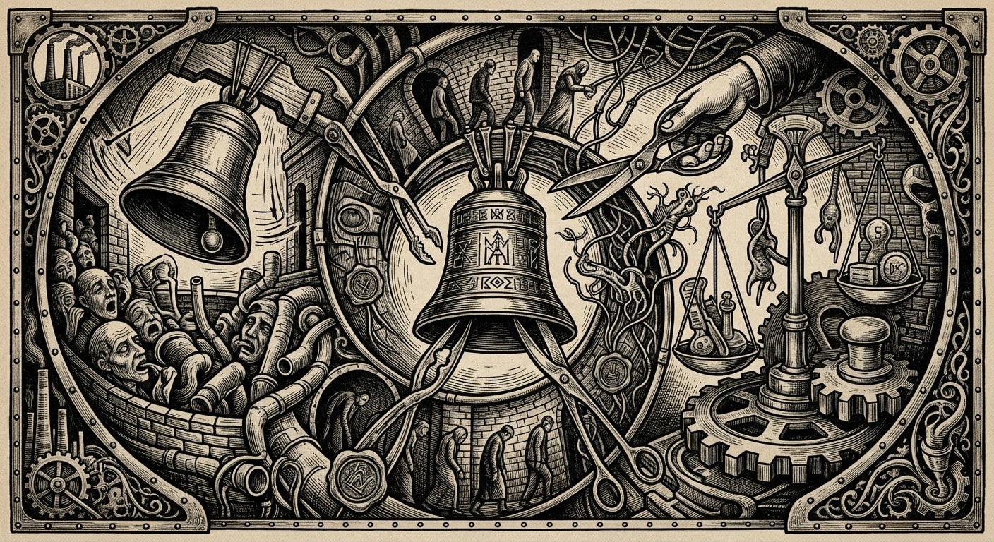 Sixth Canticle of Industry — On the Verse Itself, Insofar as Mercy Permits Quotation, rendered as woodcut.