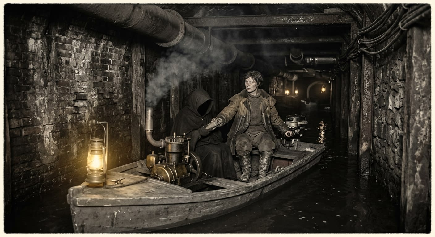 Skiff-Sister Lune — On the Boat Tunnels Beneath Calais, rendered as photograph.
