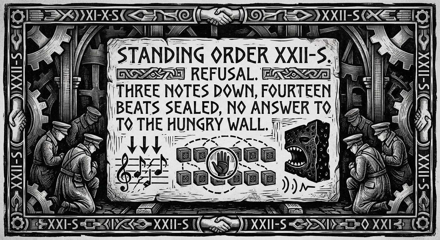 Standing Order 22-S — On the Text of the Order, rendered as woodcut.