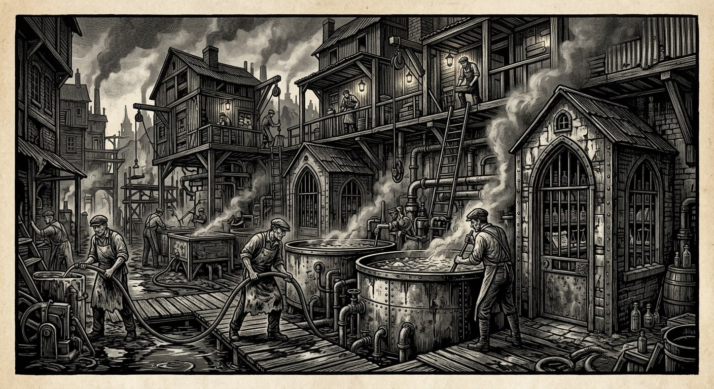 Vatmarsh Row — On the Vats, Lofts, and Recipe Chapels, rendered as woodcut.