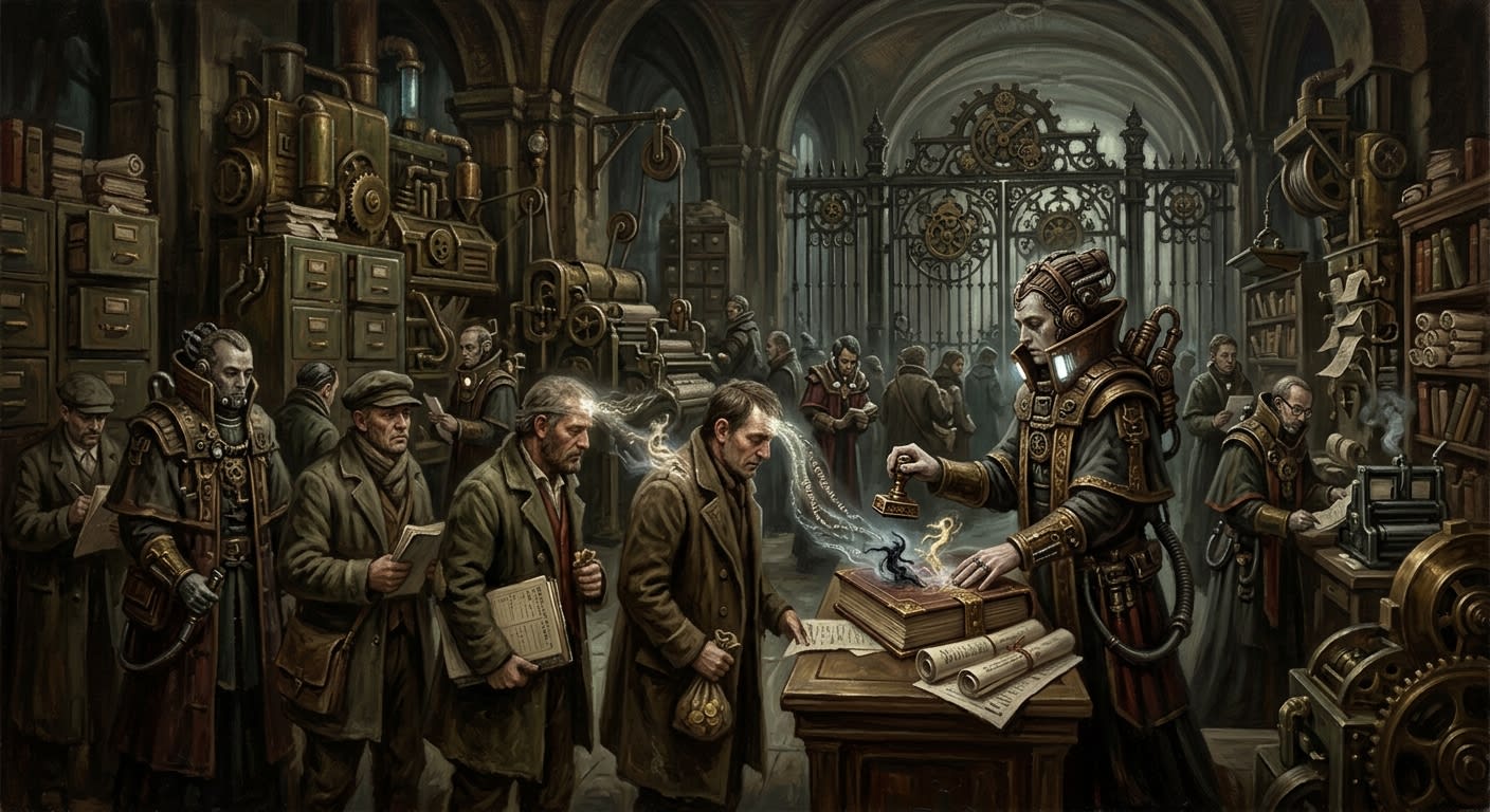 Administrative Harmonists — Administrative Harmonists, rendered as oil-painting.