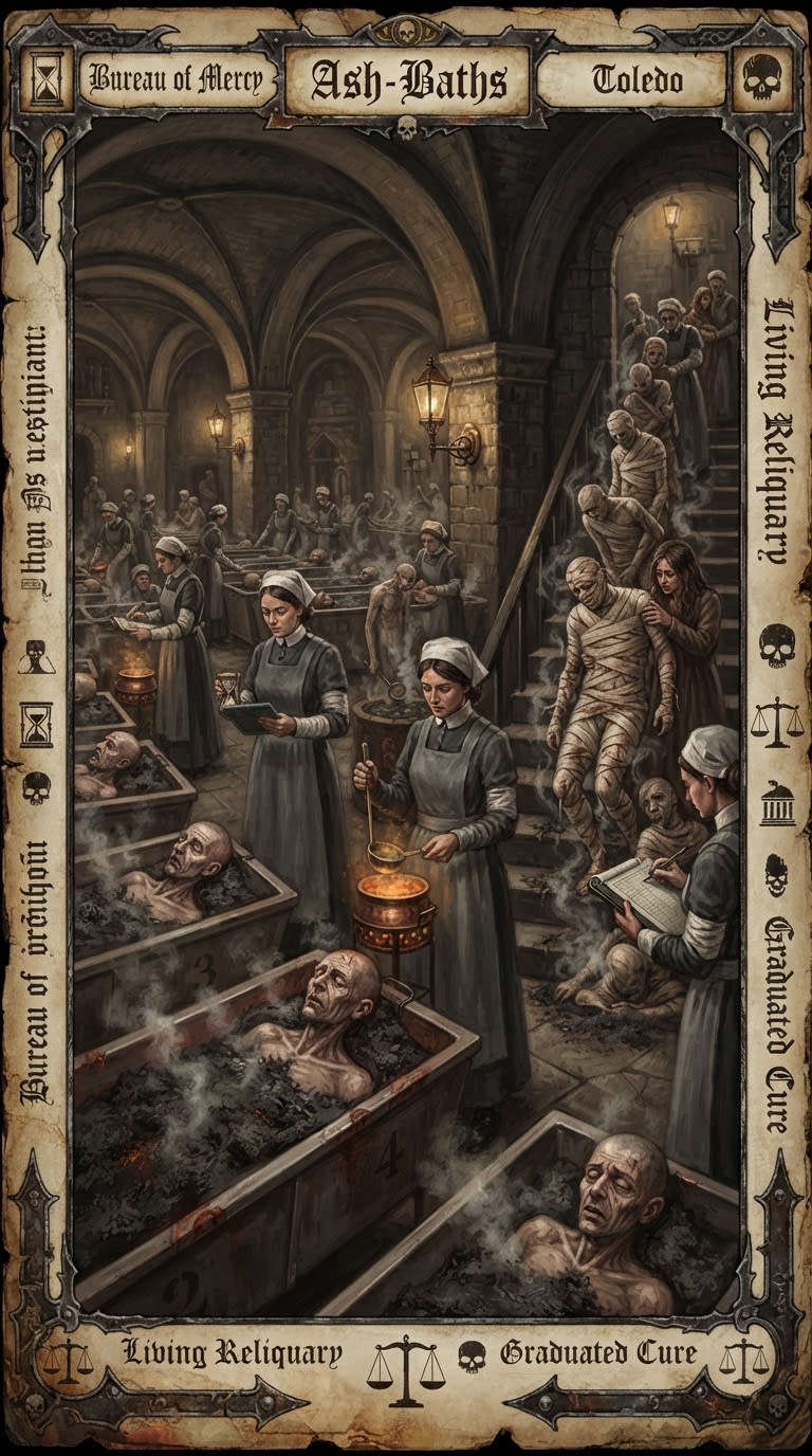 Ash-Baths — Ash-Baths, rendered as oil-painting.