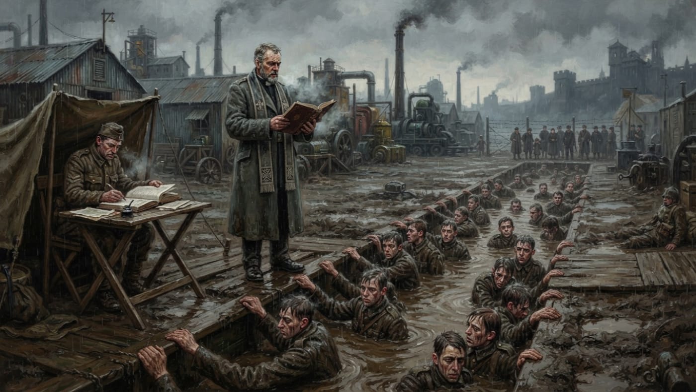 Baptism of Mud — Baptism of Mud, rendered as oil-painting.