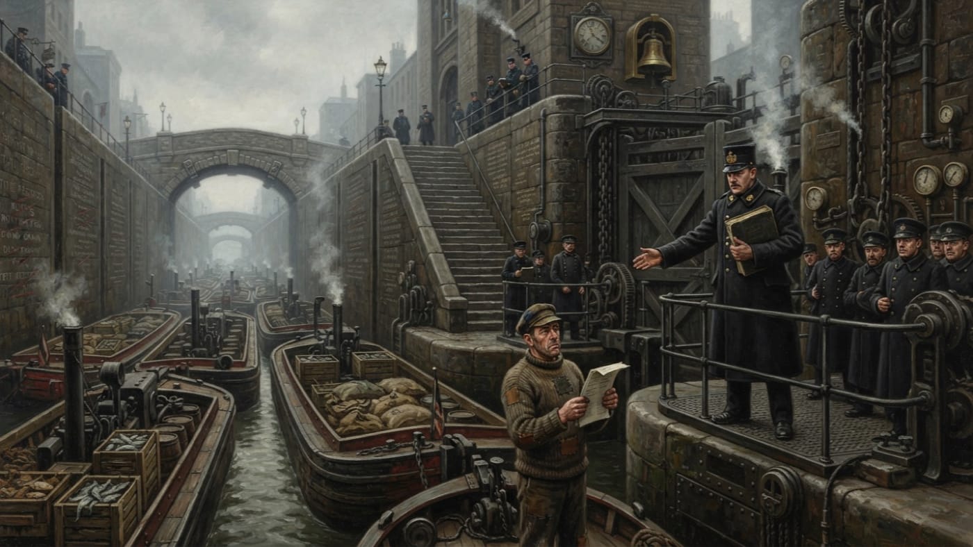 Barge Unions — Barge Unions, rendered as oil-painting.