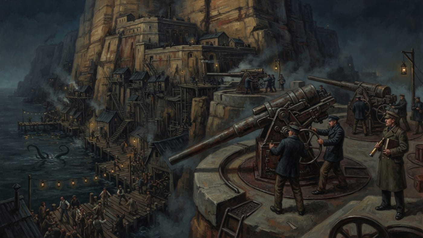 Battery Twelve — Battery Twelve, rendered as oil-painting.