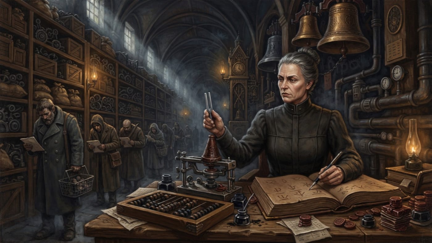 Bell-Accountant — Bell-Accountant, rendered as oil-painting.
