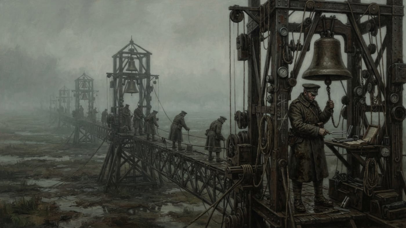 Bell-Resonance Towers — Bell-Resonance Towers, rendered as oil-painting.