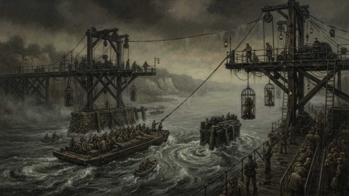 Bend Ferry — Bend Ferry, rendered as oil-painting.