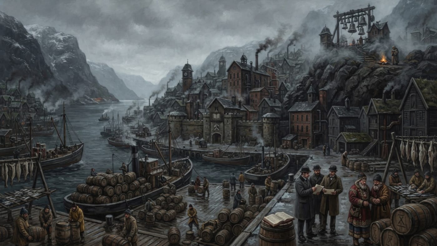 Bergen — Bergen, rendered as oil-painting.